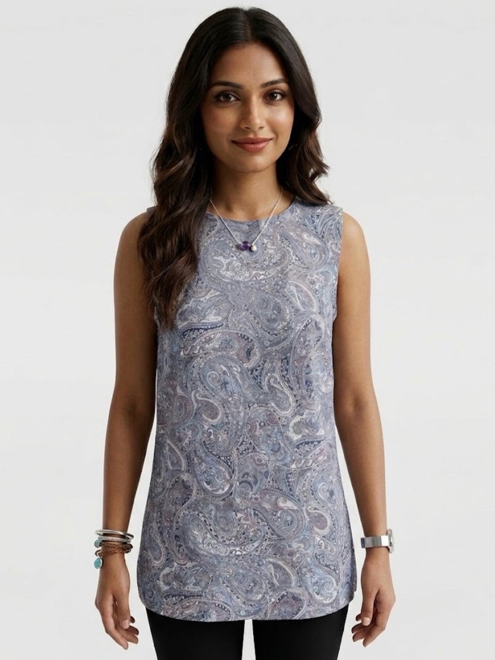 Brooks Brothers x Liberty Art Fabrics Sleeveless Paisley Blouse Shell Top